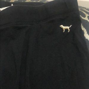 PINK black leggings w gold dog Victoria’s Secret